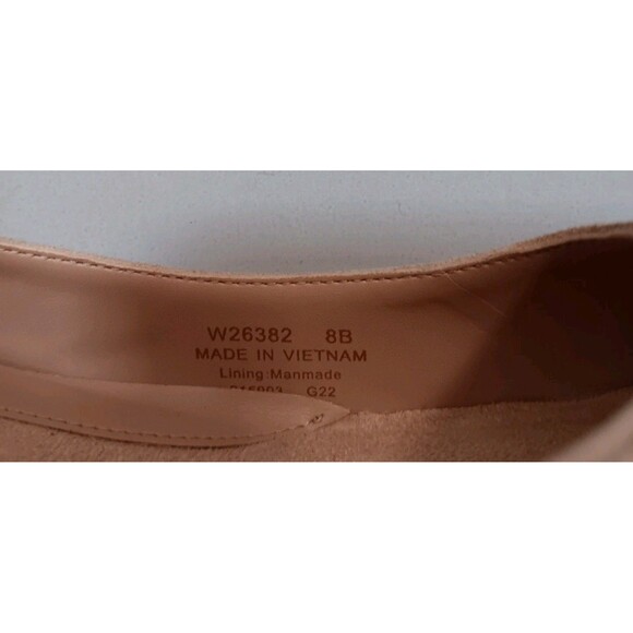 Cole Haan W26302 Suede Cap Toe Block Heel Pumps Tan/Nude Black Patent 8B - Picture 8 of 11